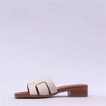 Oh My Sandals Low Heel Mule Slider - Cream
